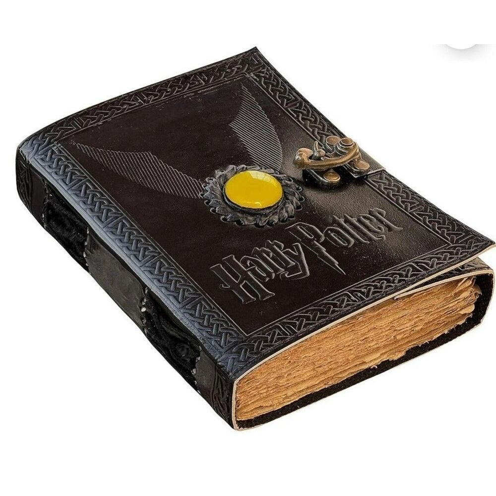 Harry Potter Golden Snitch Leather Journal Deckle Edge Paper Antique Look. NWT